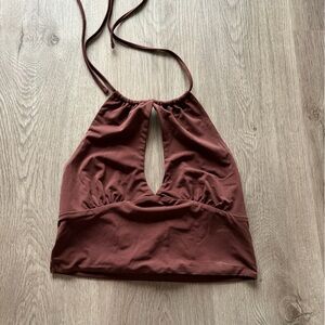 Garage Chocolate Brown Halter Top